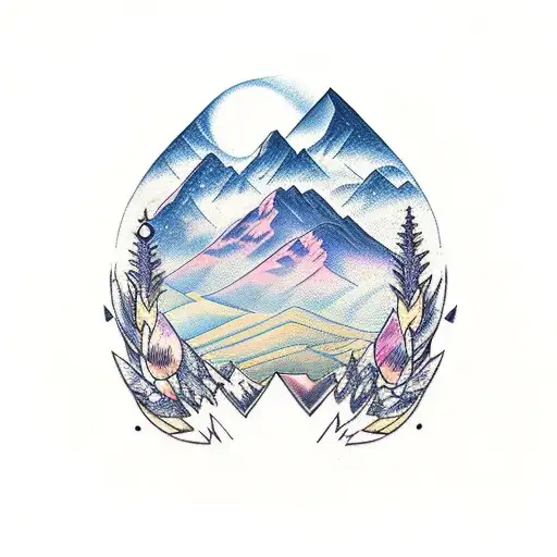 Book with Velaris mountains coming out with stars and magic tattoo design idea