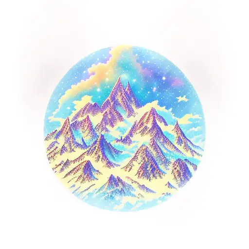 Book with Velaris mountains coming out with stars and magic tattoo design idea