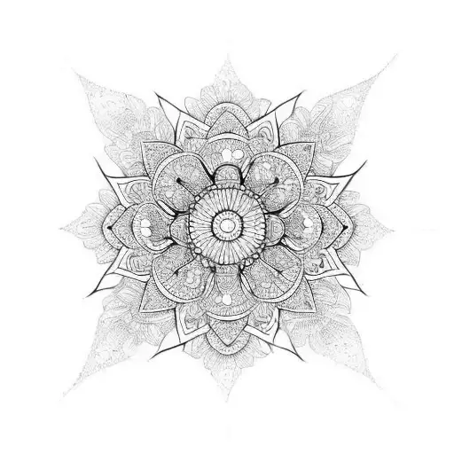 Mandala Cardinal with flower shading tattoo design idea