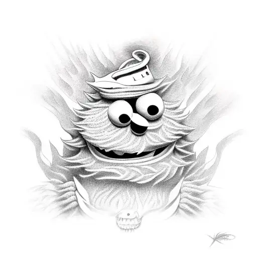 cookie monster rage tattoo design idea