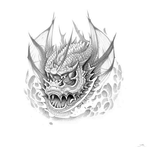 Bulldozer defeats red dragon tattoo design idea