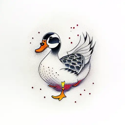 duck with cool sunglasses tattoo design idea