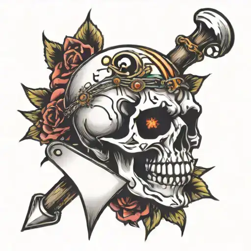 skull rock band emo style tattoo tattoo design idea