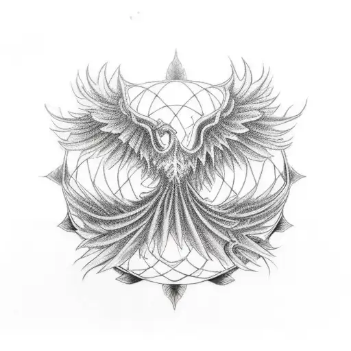symmetrical phoenix tattoo design idea