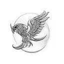 symmetrical phoenix tattoo design idea