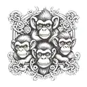 3 wise monkeys and the initial T K O tattoo design idea