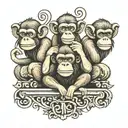 3 wise monkeys and the initial T K O tattoo design idea