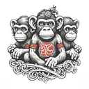 3 wise monkeys and the initial T K O tattoo design idea