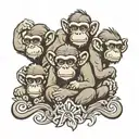 3 wise monkeys and the initial T K O tattoo design idea
