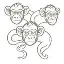 3 wise monkeys with initial "T" "K" "0" si tattoo design idea