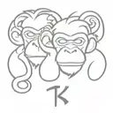 3 wise monkeys with initial "T" "K" "0" si tattoo design idea
