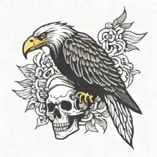 eagle skull and smock tattoo design idea