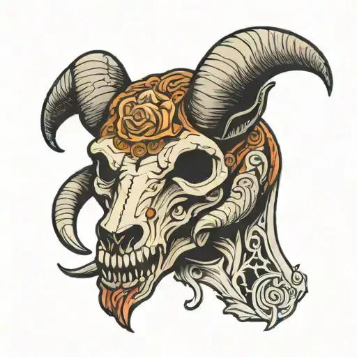 bear with ram skull tattoo design idea