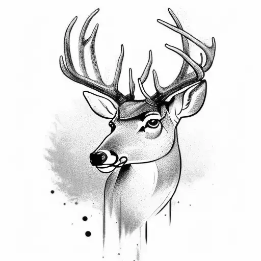 original tatoo  of a deer with gradient tattoo design idea