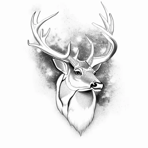 Gradient deer with an eagle tattoo design idea