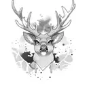 Gradient deer with an eagle tattoo design idea