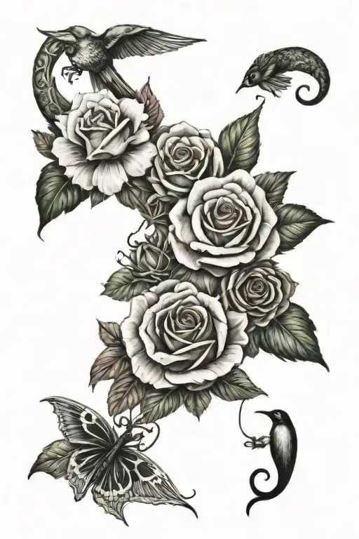A tattoo with mixed feelings and life stages.. about avoiding suicide.. taking risk in life and giving it all to satisfy tattoo design idea
