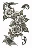 A tattoo with mixed feelings and life stages.. about avoiding suicide.. taking risk in life and giving it all to satisfy tattoo design idea