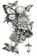 A tattoo with mixed feelings and life stages.. about avoiding suicide.. taking risk in life and giving it all to satisfy tattoo design idea