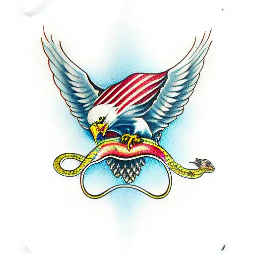 eagle with snake wrapped around neck tattoo design idea