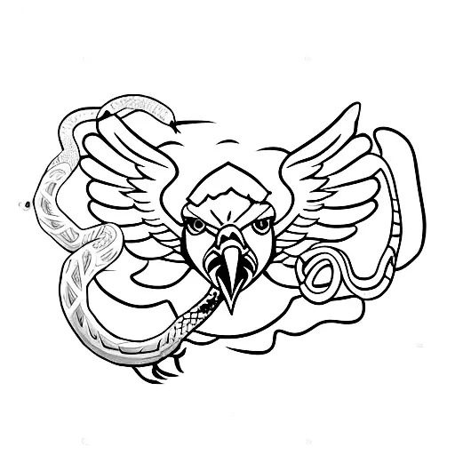eagle with snake around neck tattoo design idea