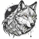 wolf looking at orion constellation tattoo design idea