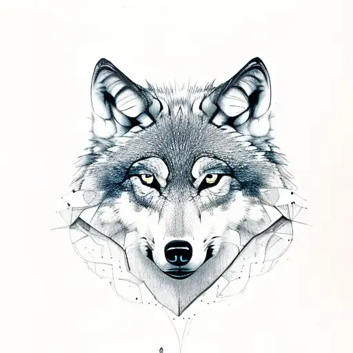 wolf tooling up at a butterfly  tattoo design idea