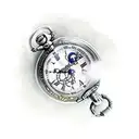 pocket watch with chain and broken glass and behind a pirate ship tattoo design idea
