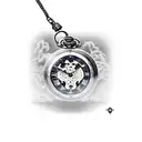 pocket watch with chain and broken glass and behind a pirate ship tattoo design idea