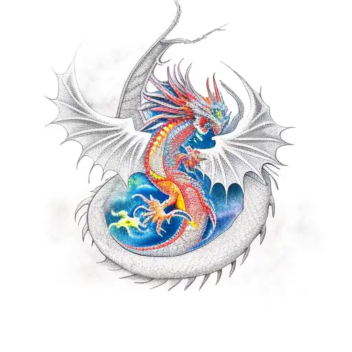 Dragon and Phoenix tattoo design idea
