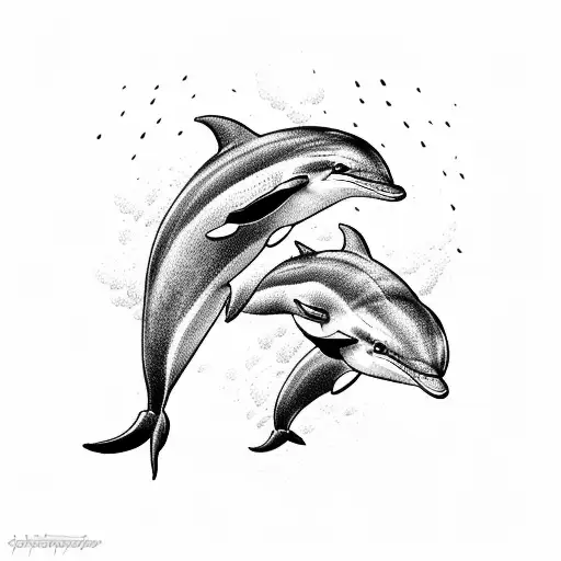 dolphin train tattoo design idea