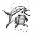 dolphin train tattoo design idea