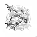 dolphin train tattoo design idea