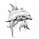 dolphin train tattoo design idea