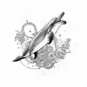 dolphin and train tattoo design idea
