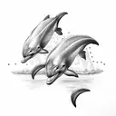 dolphin and train tattoo design idea