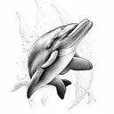 dolphin and train tattoo design idea