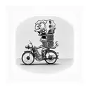 spongebob riding a motorcycle through a store. tattoo design idea