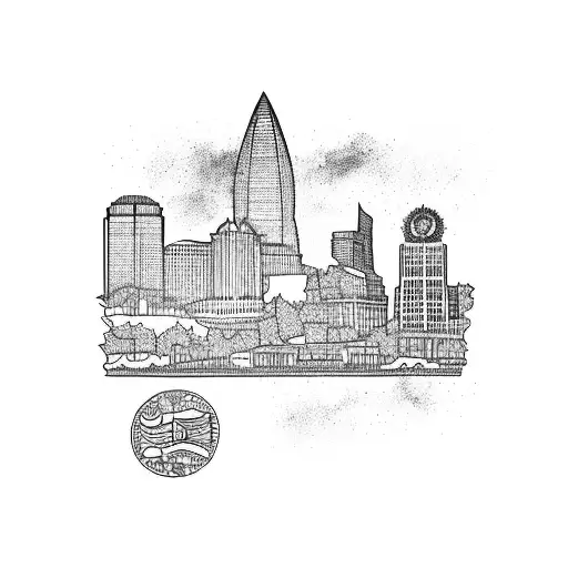 Baltimore city skyline and the Maryland state flag tattoo design idea