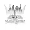 Baltimore city skyline and the Maryland state flag tattoo design idea