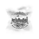 Baltimore city skyline and the Maryland state flag tattoo design idea