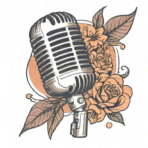 A minimalist tattoo of a microphone with subtle references to Ariana Grande's music in the design tattoo design idea