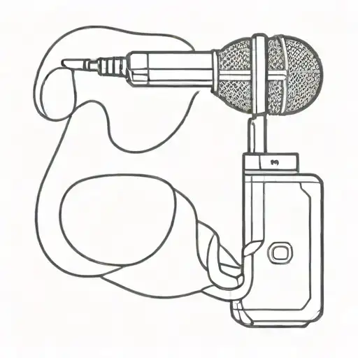 A minimalist tattoo of a microphone with subtle references to Ariana Grande's music in the design tattoo design idea