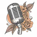 A minimalist tattoo of a microphone with subtle references to Ariana Grande's music in the design tattoo design idea