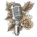 A minimalist tattoo of a microphone with subtle references to Ariana Grande's music in the design tattoo design idea