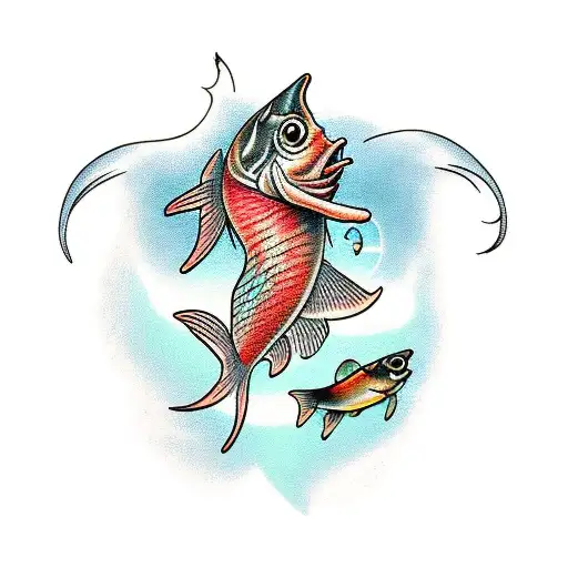 fish on hook tattoo design idea