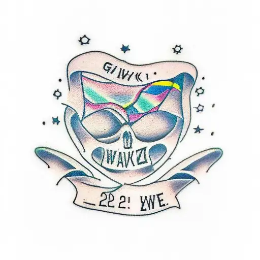 a Tattoo with the word "Glückwärts" which describes happiness. inclusive also the death date from my mother 28.11.2022 tattoo design idea