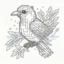 A pixel art design of a kolibrie bird in the style of classic video game sprites tattoo design idea