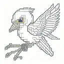 A pixel art design of a kolibrie bird in the style of classic video game sprites tattoo design idea