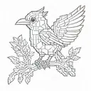 A pixel art design of a kolibrie bird in the style of classic video game sprites tattoo design idea